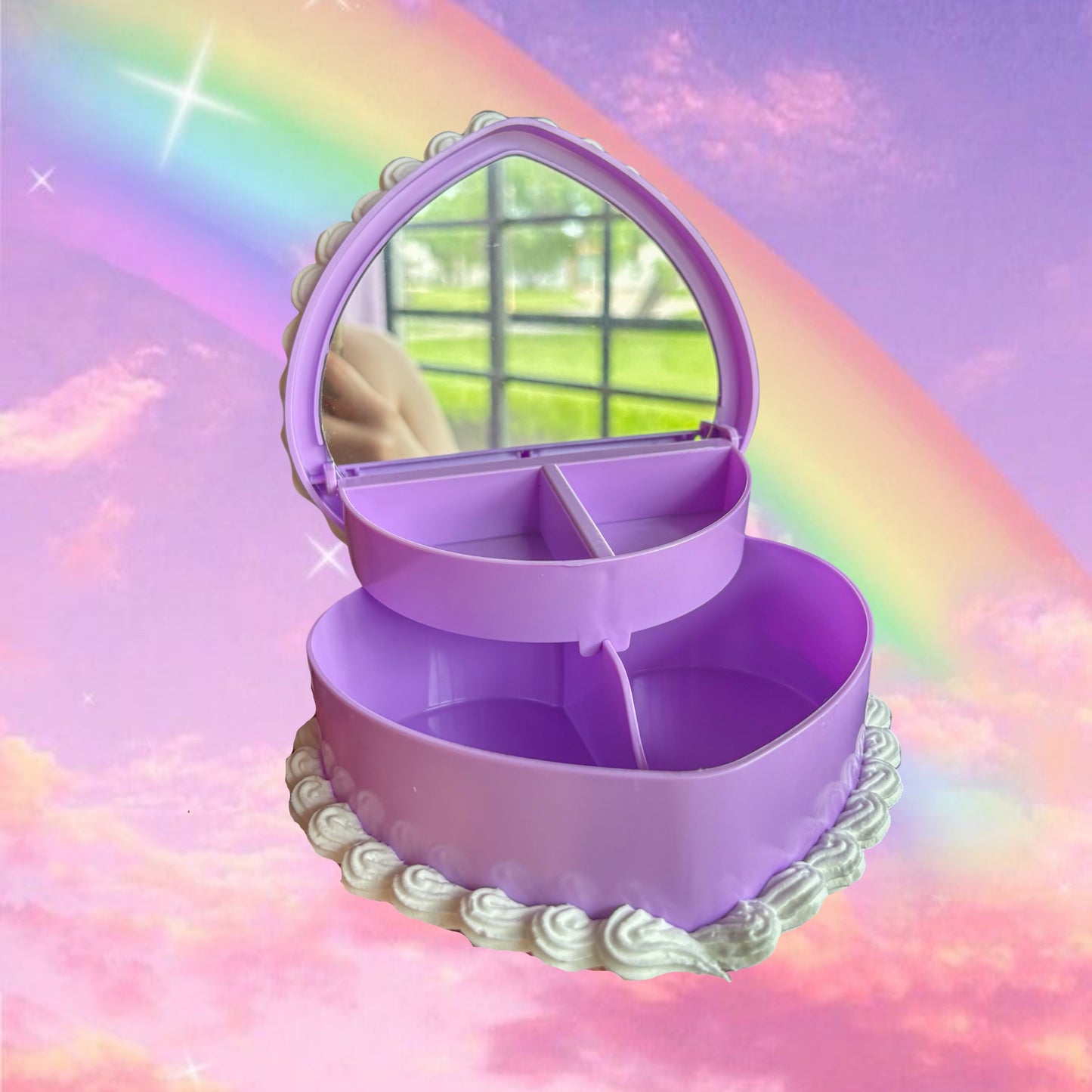 Purple Fake Cake Jewelry Box with Mirror and Sprinkles