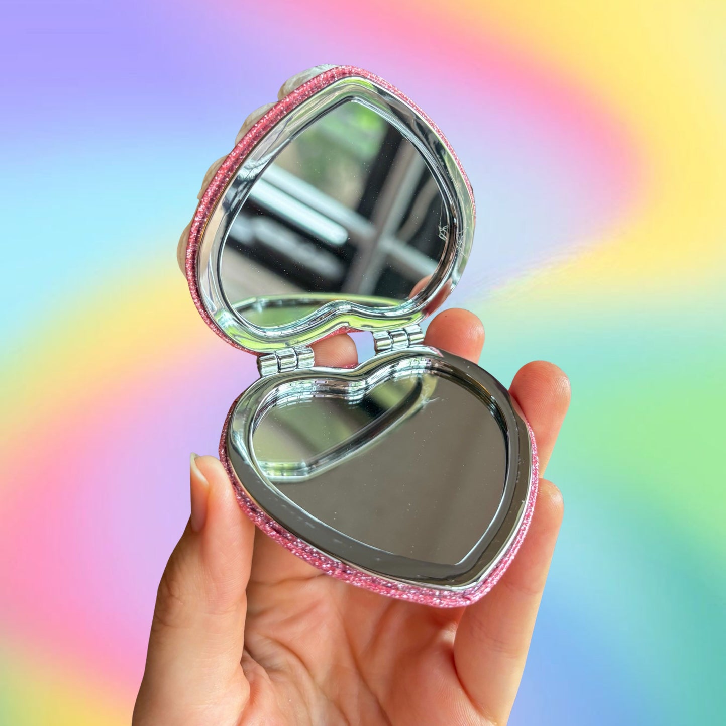 Sprinkle Fake Cake Compact Heart-Shaped Mirror