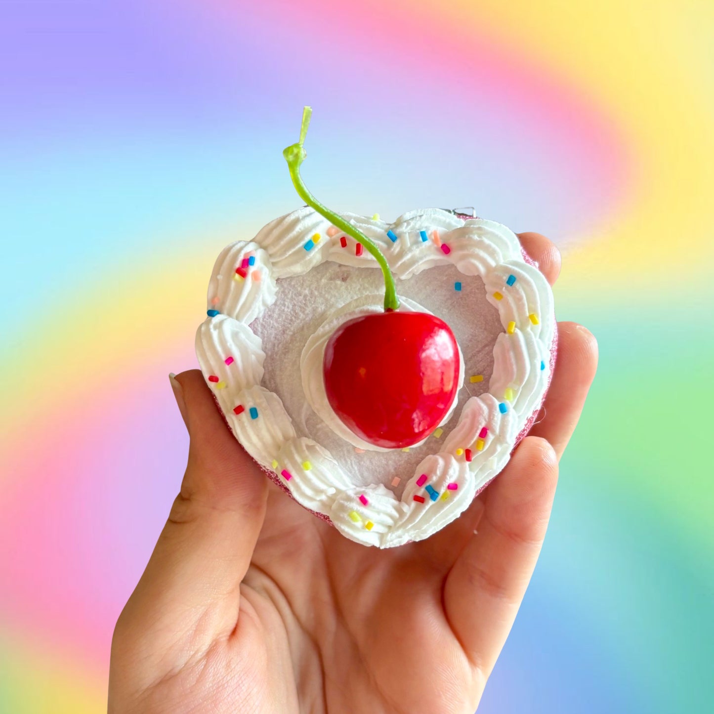 Sprinkle Fake Cake Compact Heart-Shaped Mirror