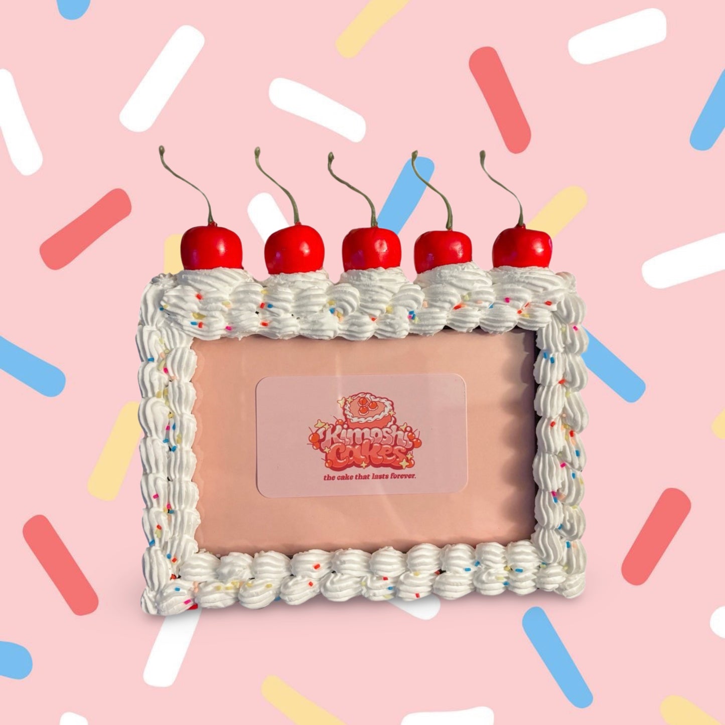 Fake Cake Sprinkle Cherry Photo Frame 4x6, Maximalist Room Statement Piece