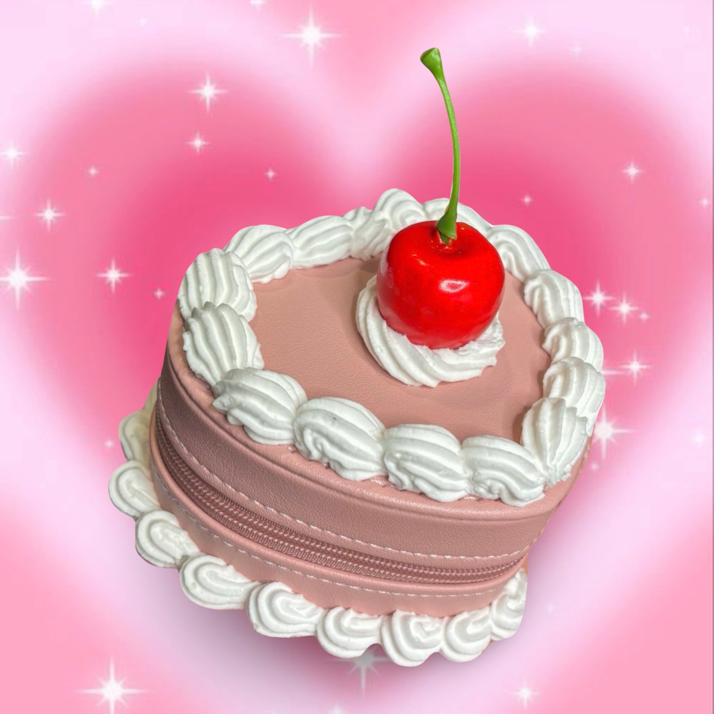 Heart Fake Cake Jewelry Box with Cherry